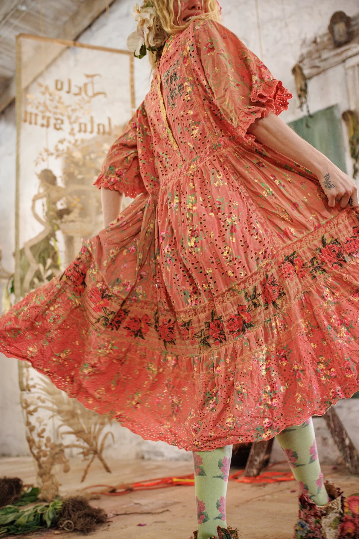 Floral Print Eyelet Calla Dress