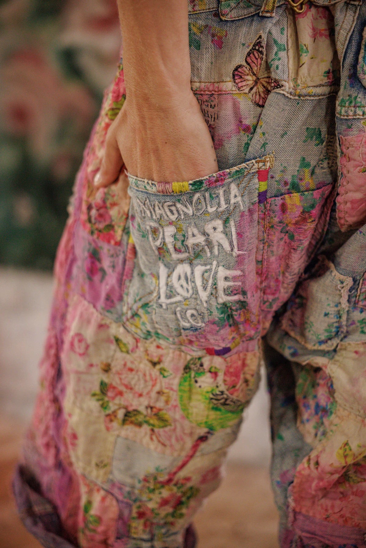 Floral Miner Denim Shorts