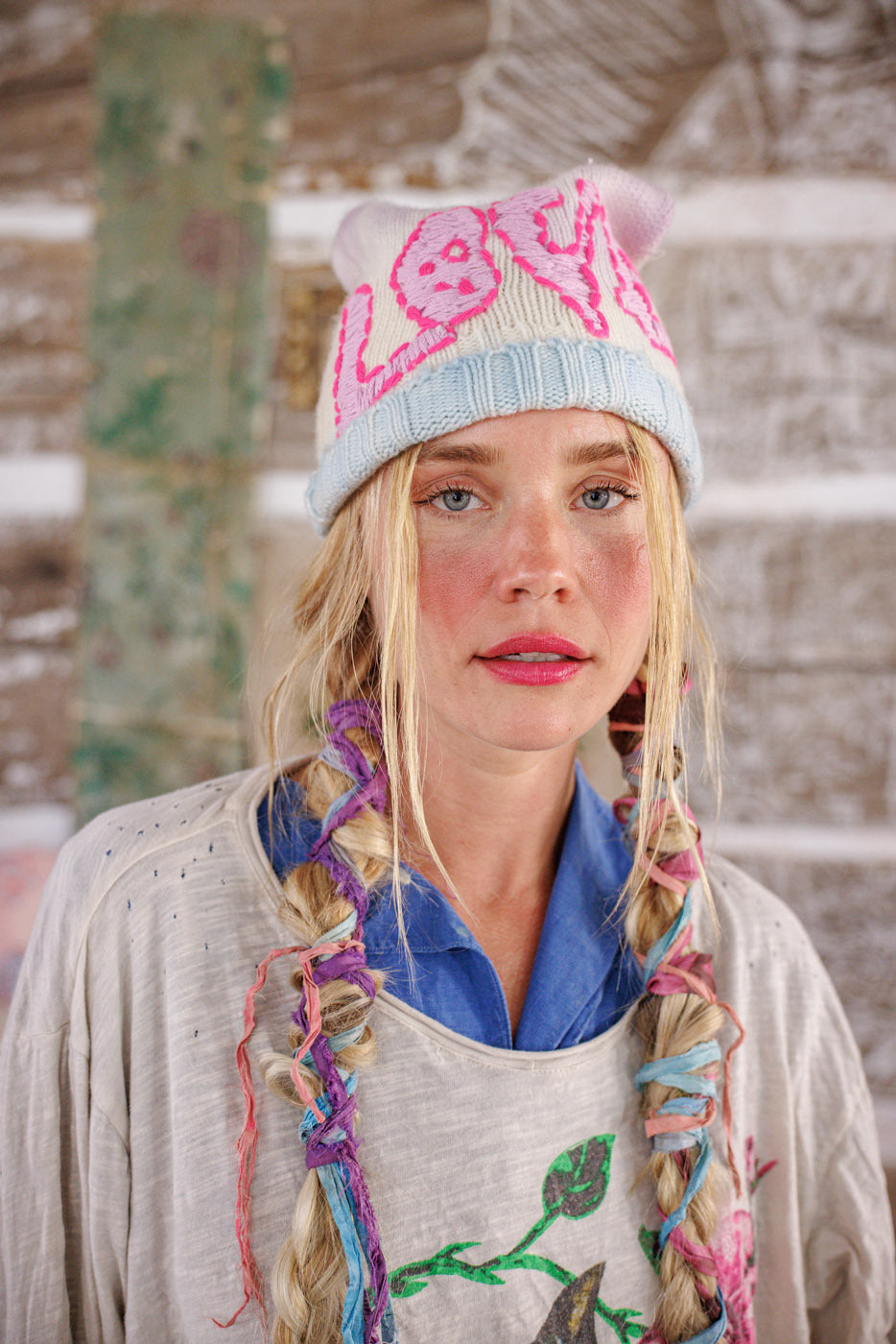 Embroidered Love Beanie