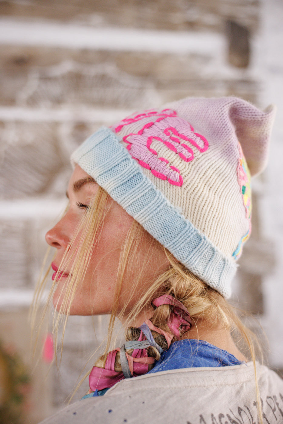 Embroidered Love Beanie