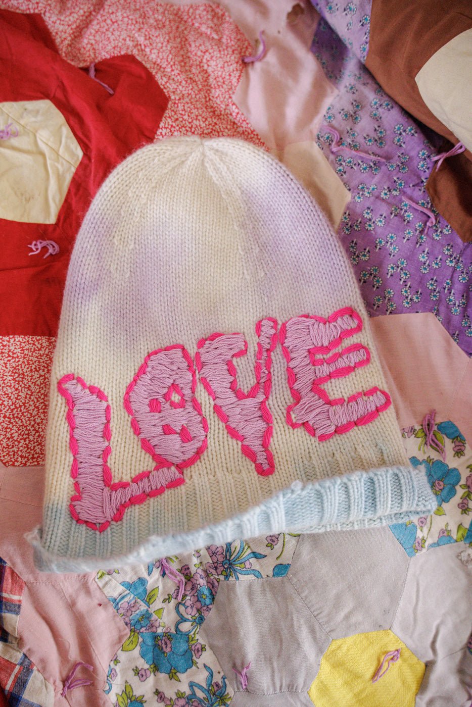 Embroidered Love Beanie
