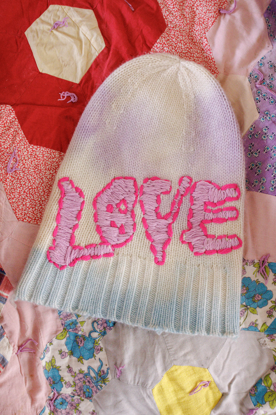 Embroidered Love Beanie