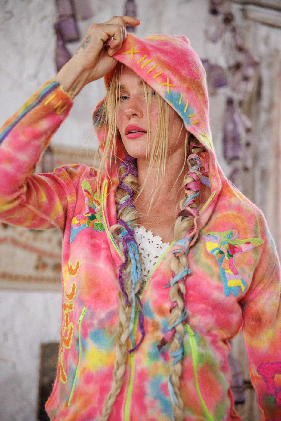Embroidered Zip Hoodie