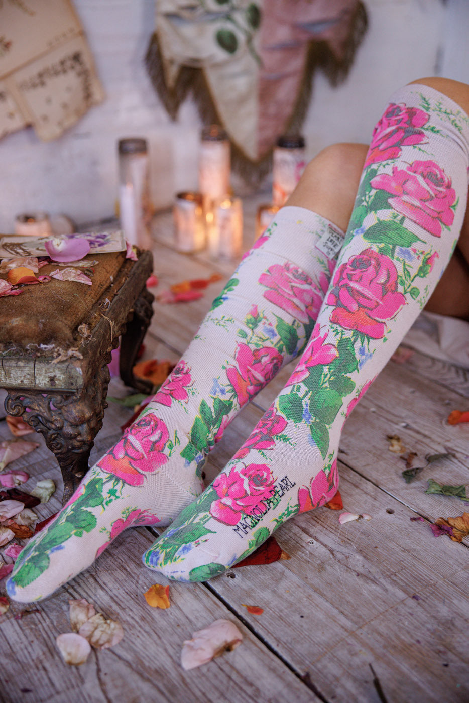 Big Rose OTK Socks