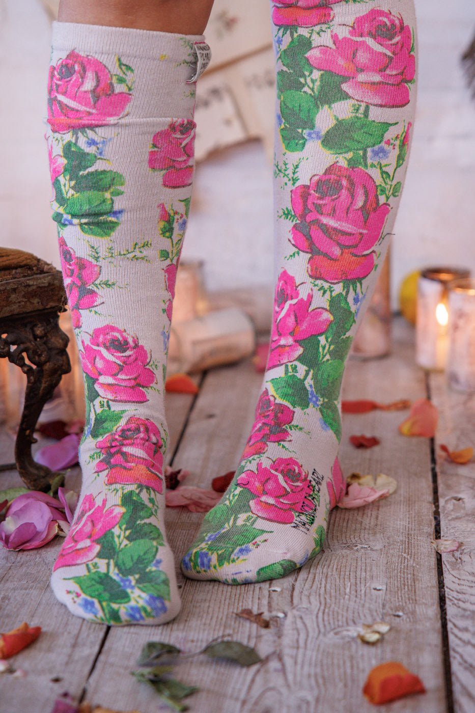 Big Rose OTK Socks